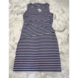 NEW J. McLaughlin Nicola Blue White Red Striped Tiered Sleeveless Dress Medium